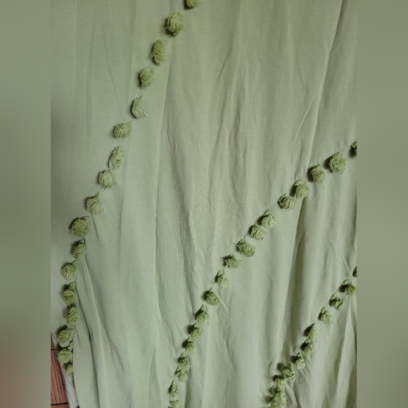 Soft Surroundings Women's Green Pom Pom Alana Maxi Dress Size Large - Picture 3 of 5